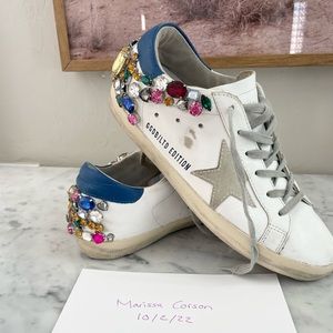 Super RARE Rainbow Crystal Embellished Golden Goose Superstars